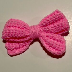 Pink Knitted Bow Hair Clip